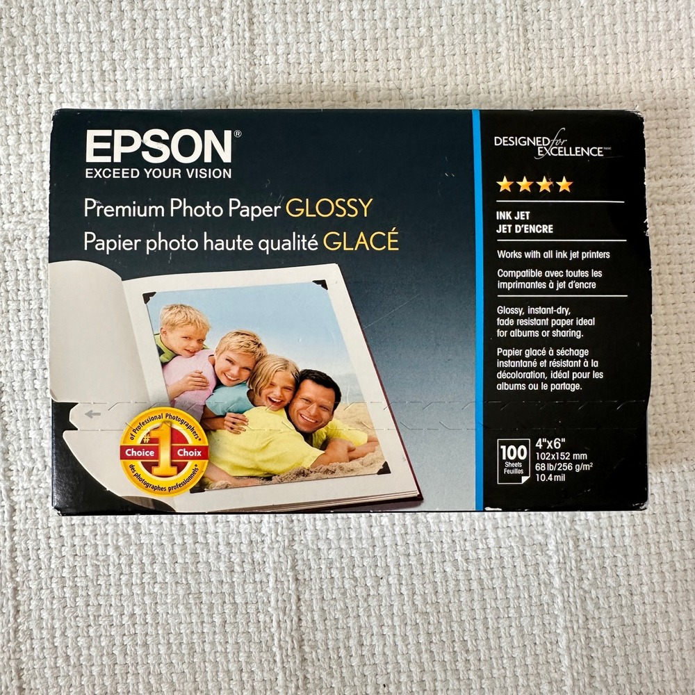 Epson Premium Photo Paper Glossy 4x6 100‎ Sheets S041727 Inkjet New